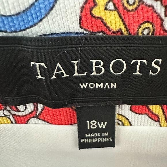 Talbots Skirt Canvas Pencil Plus Size 18W Paisley Stretch Office Knee Length - Picture 6 of 9